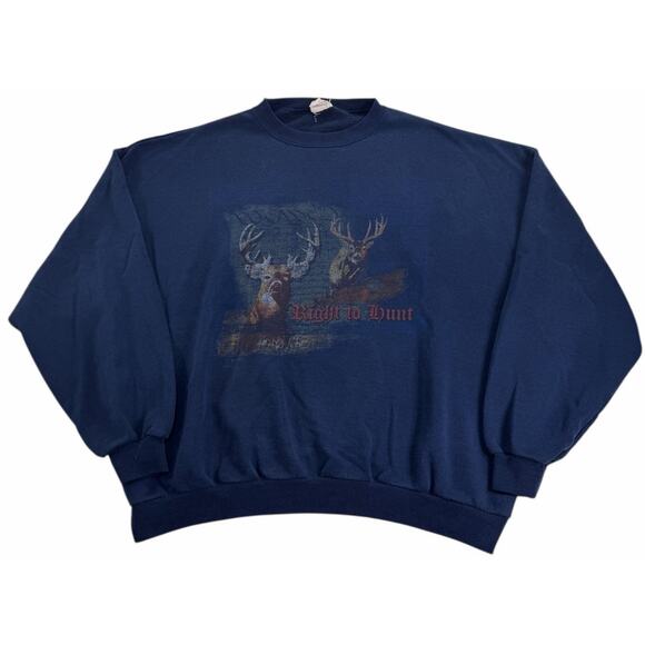 American Tradition Other - Vintage 90s y2k Deer Crewneck Men XXL 'Right To Hunt' Outdoor Hunting Sweatshirt